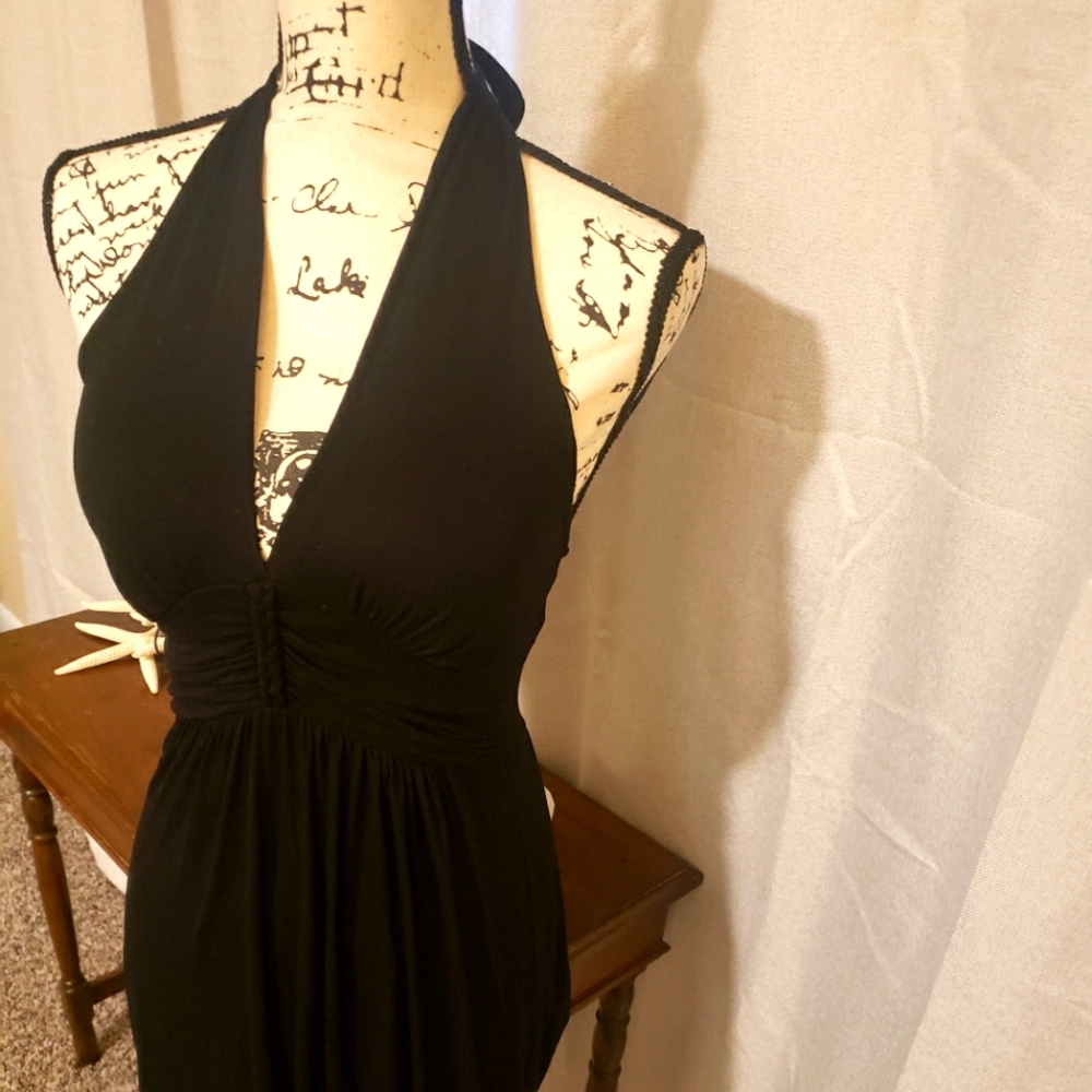 Gilli Black Party Dress - Sleeveless, Deep Neckline - S